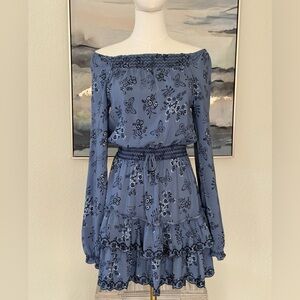 Epic Threads Girls Boho Blue Floral Long Sleeve Dress
